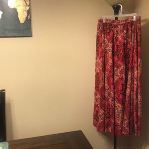 Maroon, gold multi colored maxi skirt